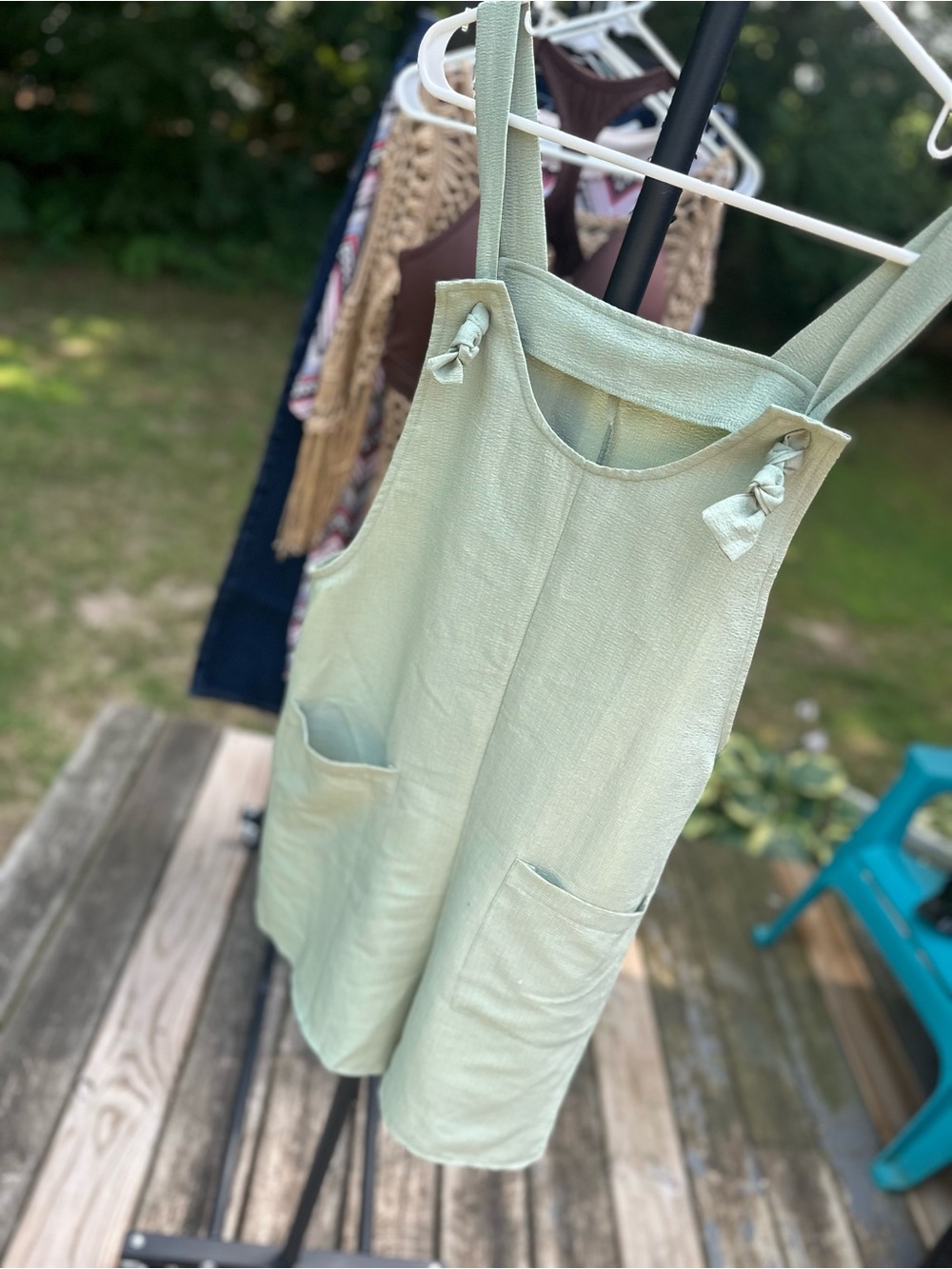 Light Green Linen-Blend romper